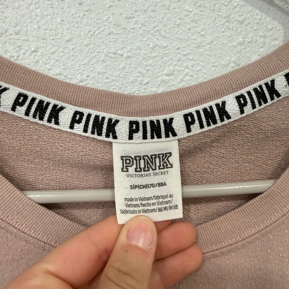 Pink Victoria's Secret Lace Up Side Sweatshirt Mauve Dog Logo Small - Picture 3 of 8